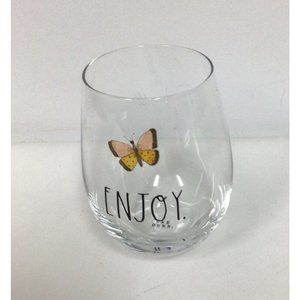 Rae Dunn Stemless Wine Glass Enjoy Butterfly